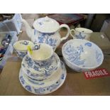 A Royal Worcester blue Dragon part tea service