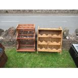 A pine wall plate rack, and a pine bottle rack
