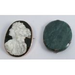 A Victorian hardstone cameo, of a Bacchanalian female in profile, approximately 5cm by 3.8cm,