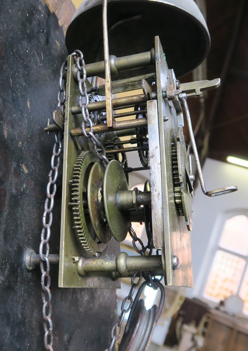 An oak long case clock, having square painted dial, indistinctly signed, dial 11ins x 11ins - Image 4 of 4