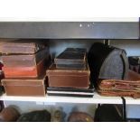 A collection of leather cases etc