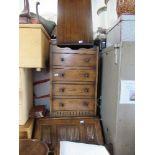 A bureau, chest of drawers and occasional table