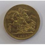 An 1893 gold sovereign