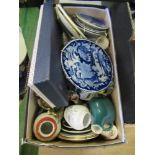 A box of china to include miniature plates, etc.