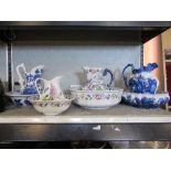 Four porcelain wash jug and bowl sets, to include Masons and Portmeirion