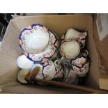 A box of assorted sundries to include tea ware and a measure