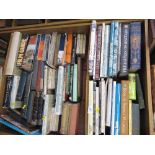 Three shelves of books