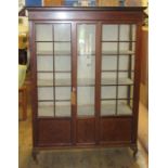 An Edwardian mahogany display cabinet, with satinwood inlay, height 61ins width 44.5ins, depth 16.