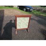 A mahogany framed fire screen, with inlaid decoration, overall size 32ins x 26ins