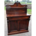 A Victorian rosewood chiffonier, with gallery and shelf to the back, fitted one long drawer over a