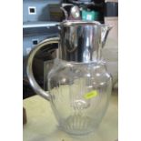 A silver plated and glass lemonade jug, height 12ins
