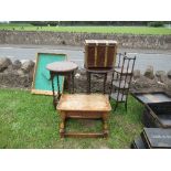 Two barley twist tables, a stool, and other items