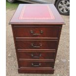 A reproduction mahogany set of filing drawers, with leather inset top, 20ins x 25ins x height 31.