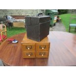 A Shannon set of wooden office filing drawers, 13ins x 17ins x height 9ins, together with a case