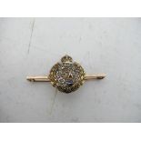 A 9 carat gold and enamel Royal Engineers bar brooch, weight 4.2g