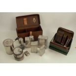 A Barrett & Sons picnic set, the leather case with strap containing various canisters etc,