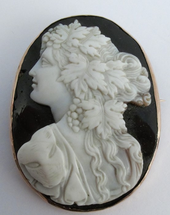 A Victorian hardstone cameo, of a Bacchanalian female in profile, approximately 5cm by 3.8cm, - Image 2 of 6
