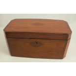 A 19th century satinwood tea caddy, of rectangular form with canted corner, the interior with