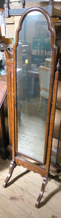 A mahogany framed chavel mirror, height 62ins