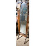 A mahogany framed chavel mirror, height 62ins