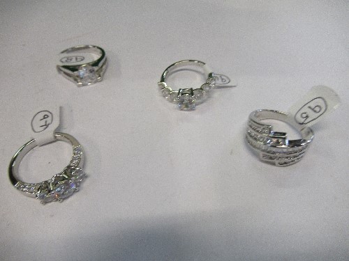 Four silver rings, total weight 16g gross, all finger size N
