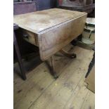 A 19th century mahogany pembroke table, raised on a pedestal, with four splayed feet, width 39ins