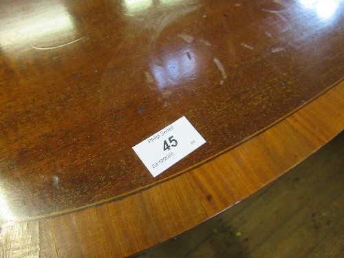 A 19th century cross banded break bow front sideboard, fitted with two central drawers flanked by - Image 2 of 4