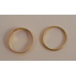 A plain 22 carat gold wedding ring, together with another, 4.3g gross