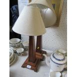 Two Arts and Crafts style oak lamp bases