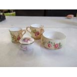 Four Royal Worcester miniature items, to include a rice pot, tankard, bowl and loving cup