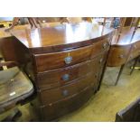 A 19th century mahogany bow fronted chest of two short over three drawers, width 43.5ins