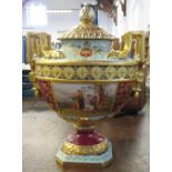 A 19th century Vienna porcelain covered vase, in the classical style, having two handles and