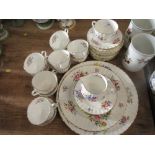 A Royal Worcester Roanoke part tea set, comprising 12 cups, 12 saucers, a jug, a sugar bowl, 2 large