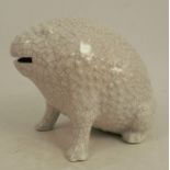 A Portuguese porcelain crackle glaze money box, formed as a toad, retailed by Harrods, height 4.