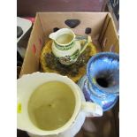 A box of sundries, including musical jug, af