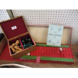 A Chad Valley boxed mah-jong set, and a turned wooden chess set, in box and board