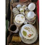 A box of china, to include Royal Worcester and Wedgwood
