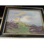Lewis Creighton, pair of oil on artist board, landscapes, 3.75ins x 5ins