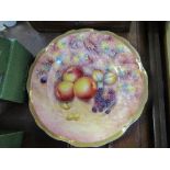 A cabinet plate painted with fruit to a mossy background by Delaney, af