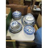 A collection of assorted blue and white china