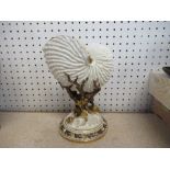 A Royal Worcester nautilus shell vase, in natural colour, height 8.5ins