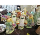 Six Royal Worcester figures, three Dutch Boy, two Dutch Girl and Goosie Goosie Gander