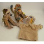 A Steiff monkey, Mungo, together with a Herman toy monkey and a monkey glove puppet