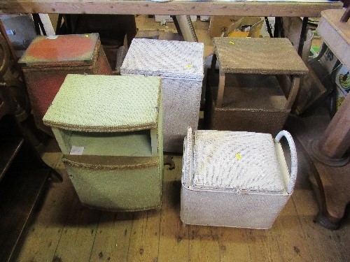 Five Lloyd Loom style linen baskets