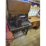 A 19th century oak side table, fitted with a frieze drawer, width 33ins, together with a stool and