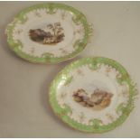 Two 19th century Coalport topographical porcelain dessert plates, with scalloped edges, one
