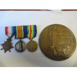 Private Edward Blake, Somerset Light Infantry Killed in action August 1915 Trio and plaque