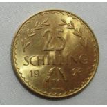 An Austrian 25 schilling gold coin, dated 1926