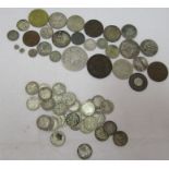 A collection of 19th and later coins, to include sixpences, Indian coins and European examples