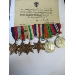 World War 2 Medal awarded to R H Davies Four Stars, book and a printed thank you from Field Marshall